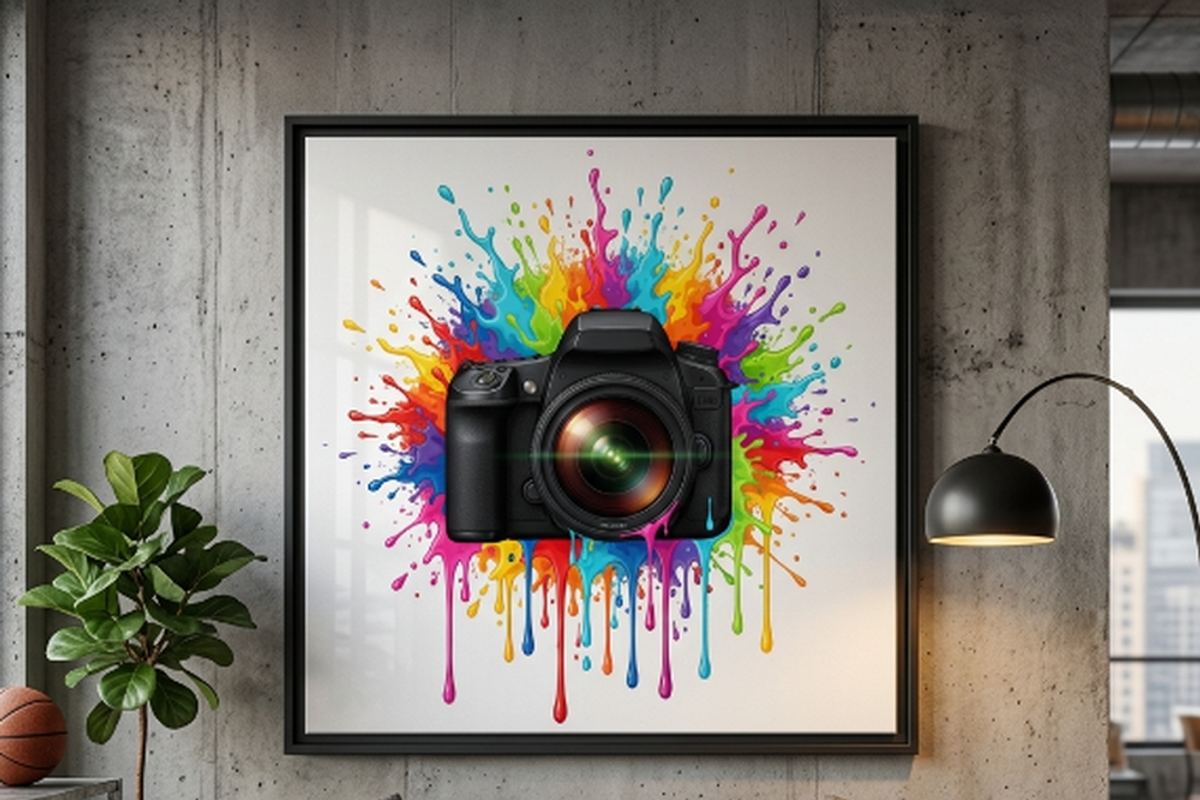Rainbow Camera Paint Splash, a Shirt Mockup by Vector Stall (Photo 10 of 14)