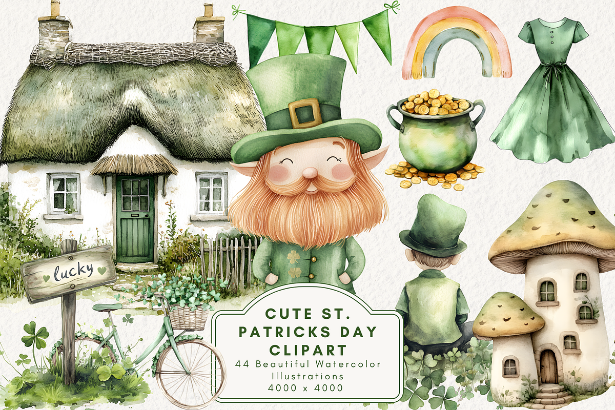 Cute St. Patrick's Day Clipart, an Illustration by NadiaTheronArt (Photo 1 of 5)