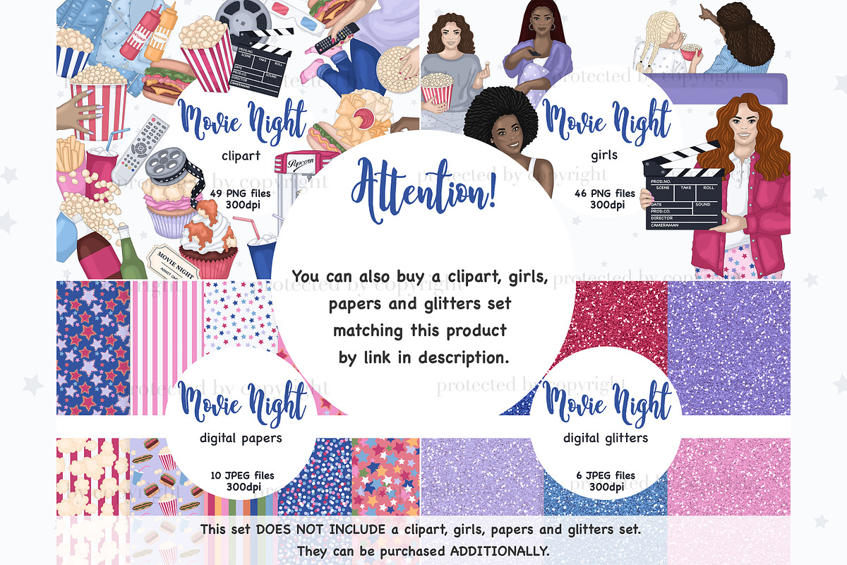 Movie Night Scene Clipart, an Object Illustration by GlamArtZhanna (Photo 3 of 3)