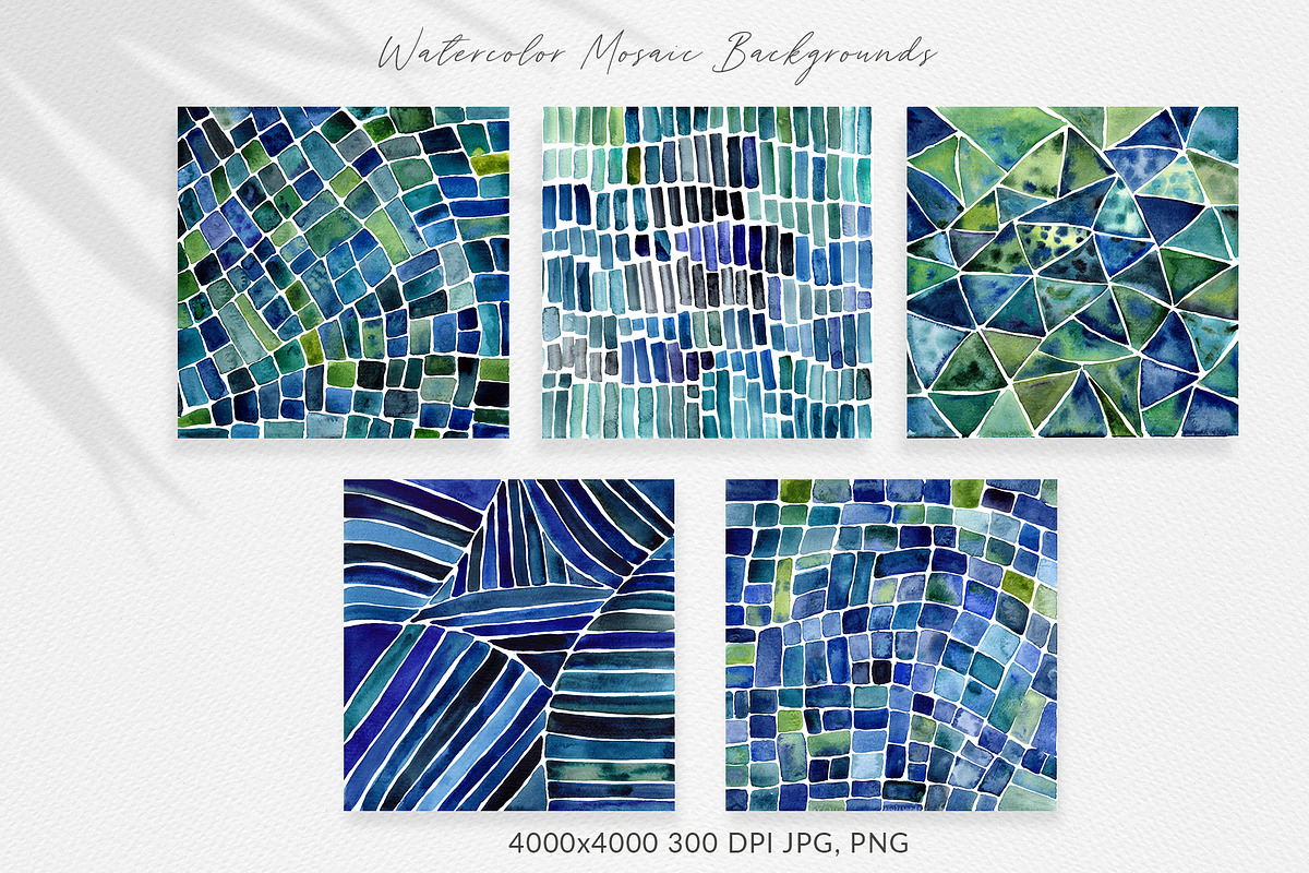 15 Watercolor Mosaic Backgrounds, a Texture Graphic by Sweet Fig (Photo 2 of 10)