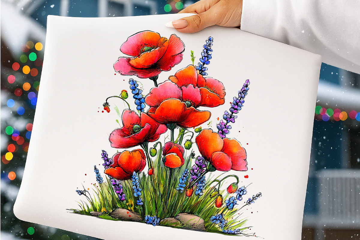 Spring meadow poppies clipart, an Illustration by SinaCreation (Photo 10 of 11)