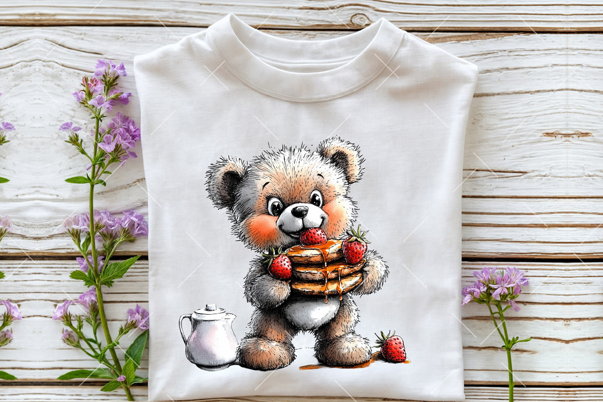 Watercolor Strawberry Bear Clipart, a Seasonal Illustration by OK Design (Photo 5 of 6)
