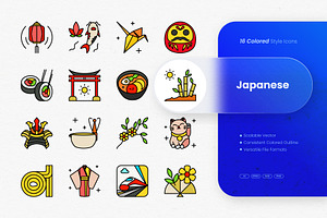 Japanese Colored Icons, an Outline Icon by cidcud_graphic