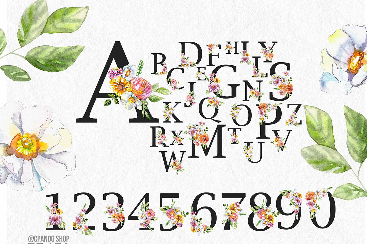 Flora watercolor floral clip art, an Illustration by CpandoShop (Photo 6 of 9)