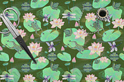 Frog Lotus Seamless Pattern, a Pattern Graphic by Oksana Dovhopol Art (Thumbnail 15 of 23)