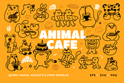 Animal Cafe. Mascots & Food Doodles, a Food Illustration by venimo (Thumbnail 1 of 12)