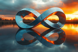 Metallic infinity symbol reflected i, a Photo by Tanuart