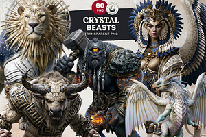 Crystal Beasts Fantasy Cliparts, a Decorative Illustration by ThatsDesignArt