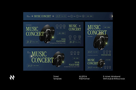 Concert Ticket, a Stationery Template by Neermana