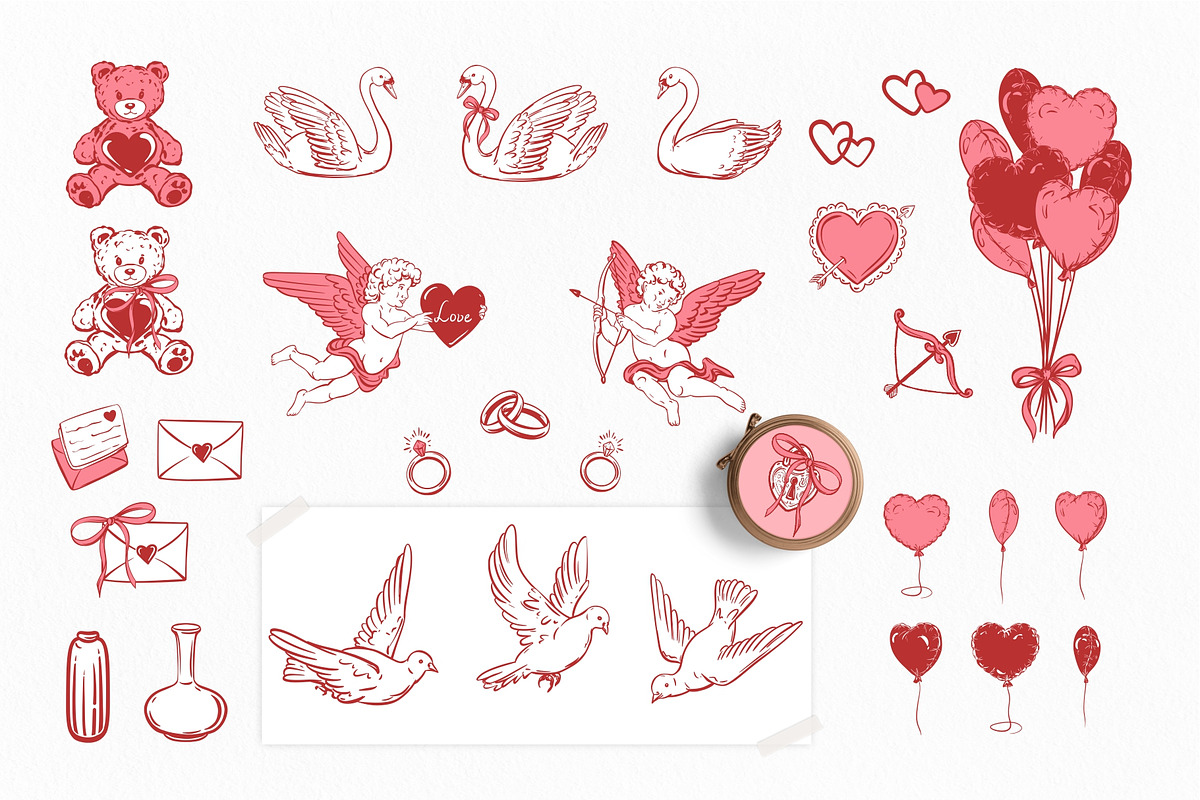 Love Coquette style. Vector clip art, a Decorative Illustration by Tata Pilip (Photo 3 of 23)
