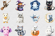 Halloween Cute Cat Clipart, an Illustration by Black Bird Studio (Thumbnail 6 of 6)