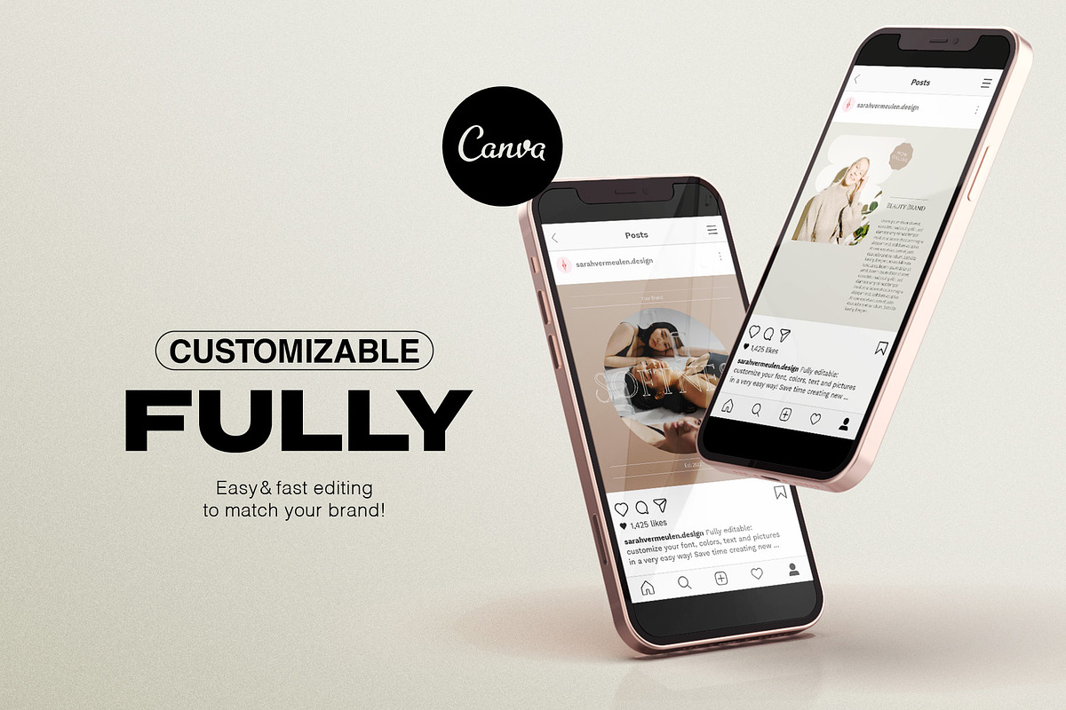 Instagram Social Media CANVA Nude, a Social Media Template by Vermeulen Design Studio (Photo 3 of 6)