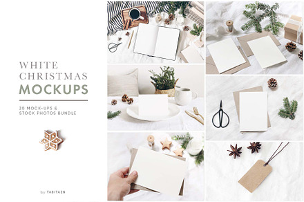 20 White Christmas mockups & photos, a Print Template by Tabita's shop