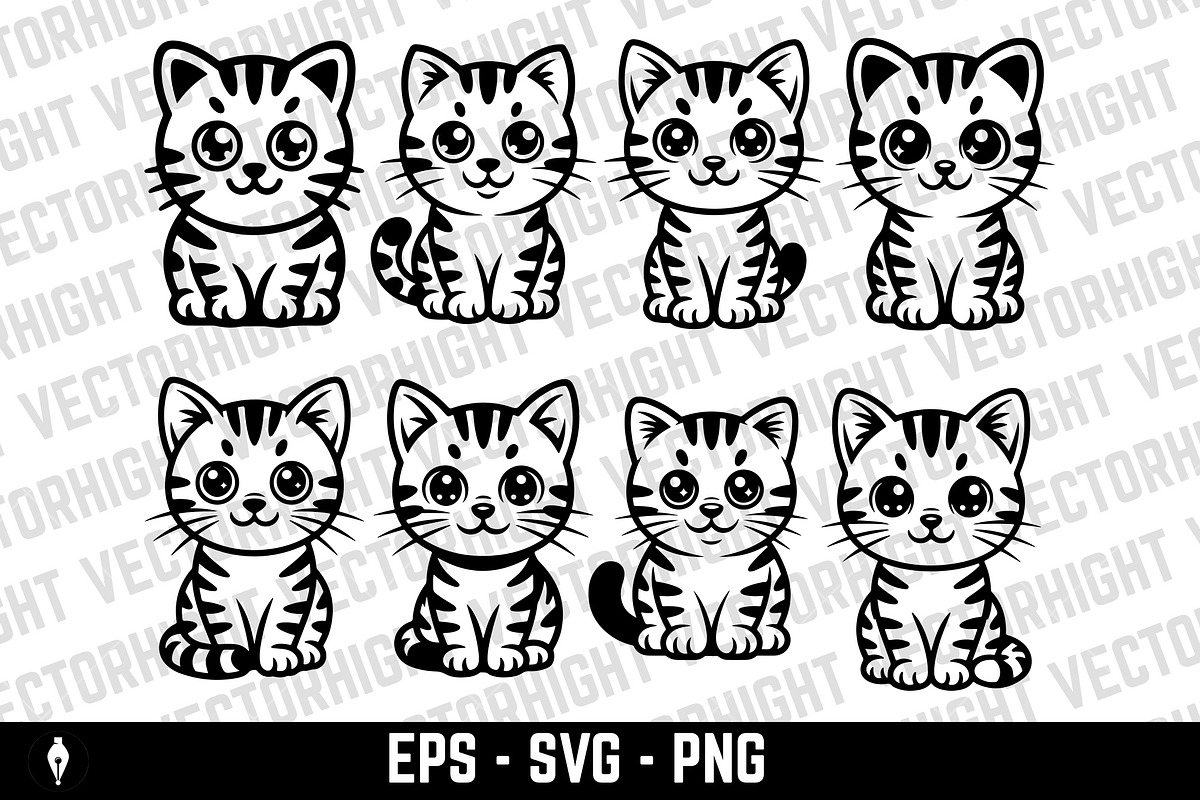 cute, friendly tabby cat, an Animal Illustration by Vectorhight (Photo 1 of 5)