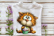 Whimsical Funny Birthday Cat Clipart, an Illustration by OK Design (Thumbnail 5 of 6)