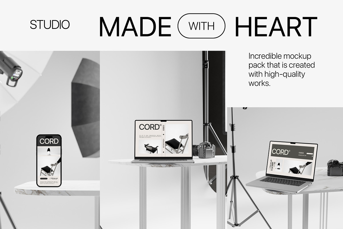 Studio - Minimal Mockup Bundle, a Device Mockup by Creavora (Photo 2 of 8)