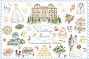 Watercolor Villa Wedding Clipart Set, an Object Illustration by LenArt (Thumbnail 1 of 14)