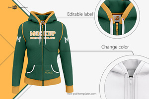 Womens Full-Zip Hoodie MockUp Set