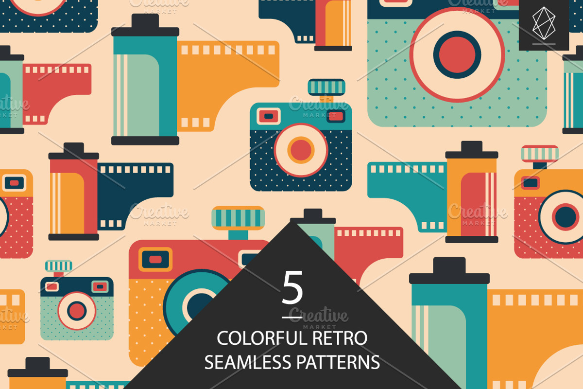 Retro media seamless pattern set, a Pattern Graphic by Yury Velikanov (Photo 1 of 5)