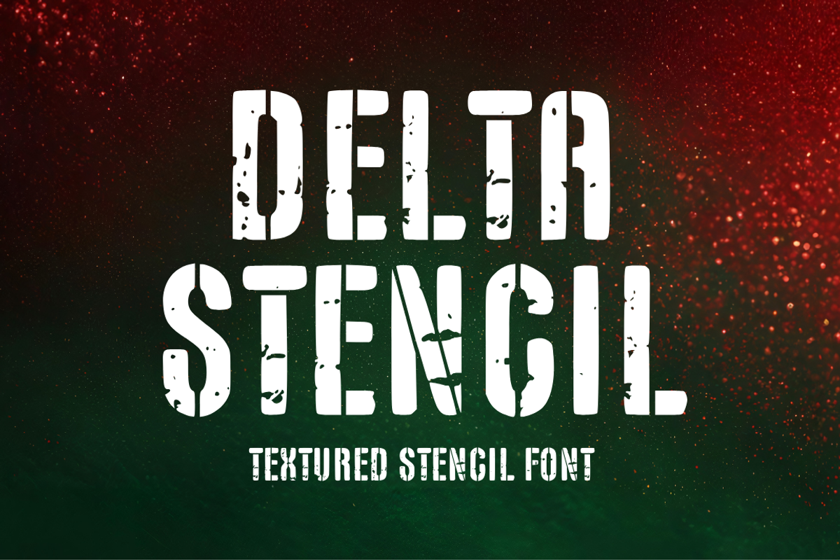 Delta - Textured Stencil Font, a Sans Serif Font by Sronstudio (Photo 1 of 11)