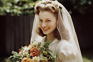 Smiling Bride 1940s Vintage Style, a Person Photo by k.tay
