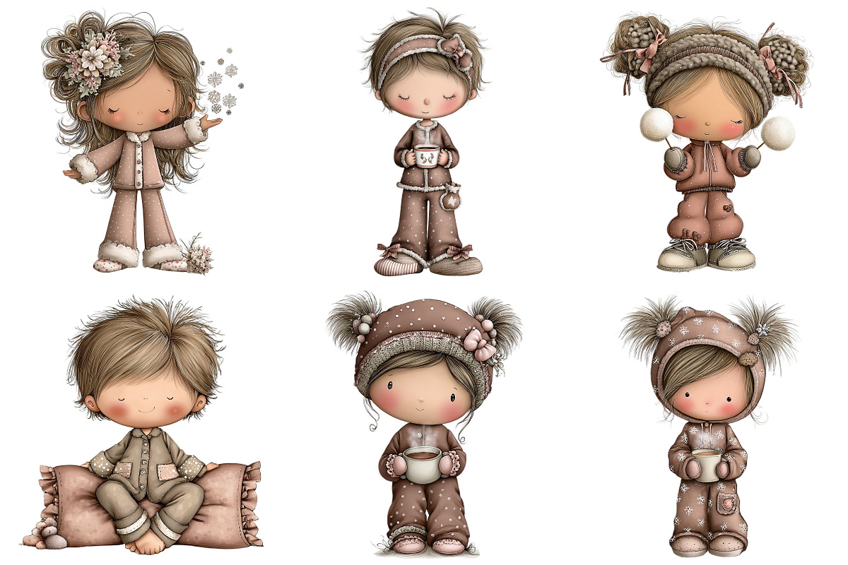 Christmas Pajama Party Clipart, an Illustration by Craft Nest (Photo 2 of 11)