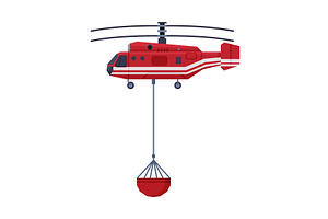 Firefighting Helicopter Carrying, a Transportation Illustration by TopVectors