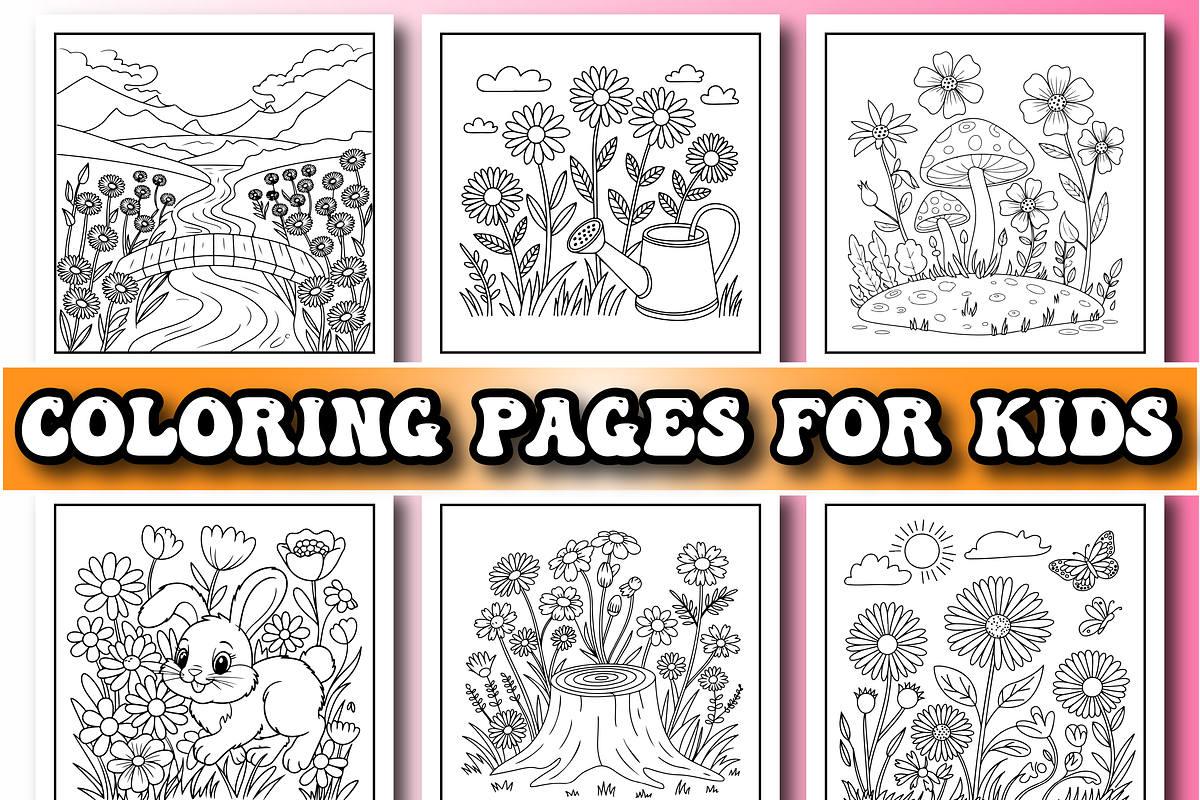 Wild Flowers Coloring Pages for Kids, a Decorative Illustration by Design Home (Photo 3 of 4)