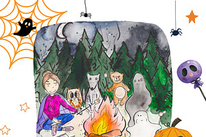 Watercolor Halloween art