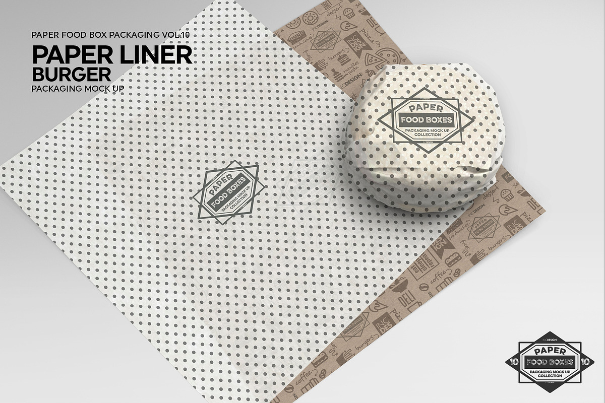 Burger Paper Liner Packaging Mockup, a Packaging Mockup by INCDesign (Photo 4 of 8)