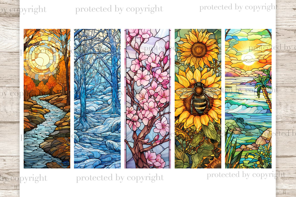 Stained Glass Seasons Bookmarks, an Object Illustration by GlamArtZhanna (Photo 3 of 3)