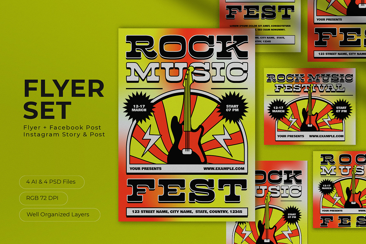 Maximalist Rock Music Festival Flyer, a Flyer Template by graphicook (Photo 1 of 4)