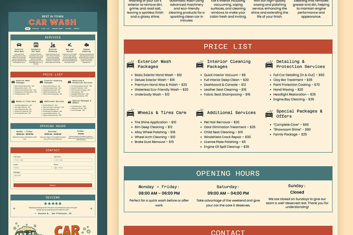 Car Wash Wix Studio Website preview 4