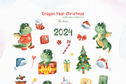 Dragon Christmas. Watercolor set., a Seasonal Illustration by Kate_Rina (Thumbnail 5 of 13)