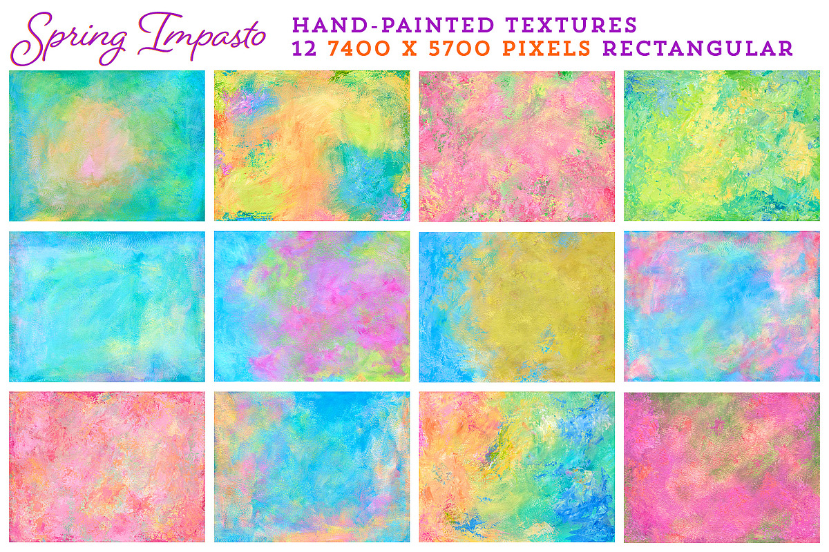 Spring Impasto Painted Textures, a Texture Graphic by French Kiss Collections (Photo 2 of 8)