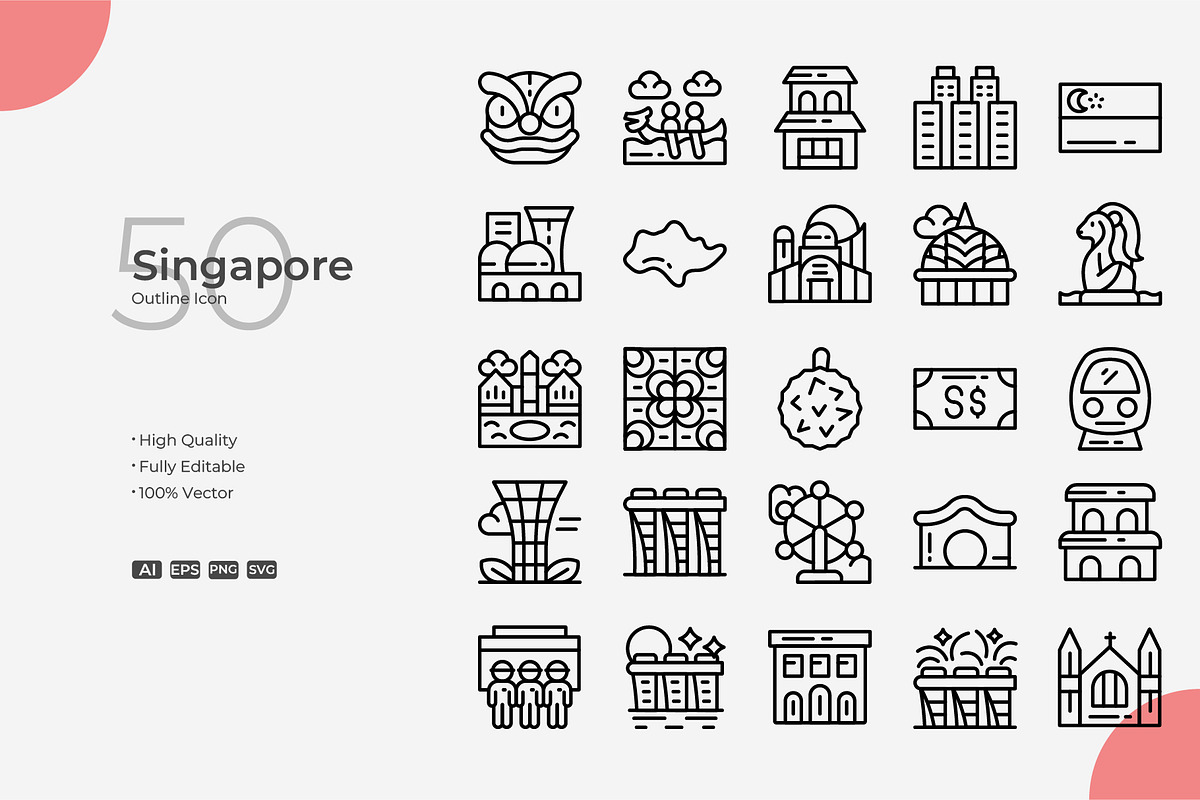 Singapore Outline Icons, an Icon by Bloodline