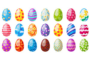 Cartoon Easter Eggs. Spring Holiday