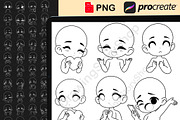 50Chibi Emote Bases Stamps Procreate, a Brush Add-On by DrawingStoryShop (Thumbnail 5 of 6)
