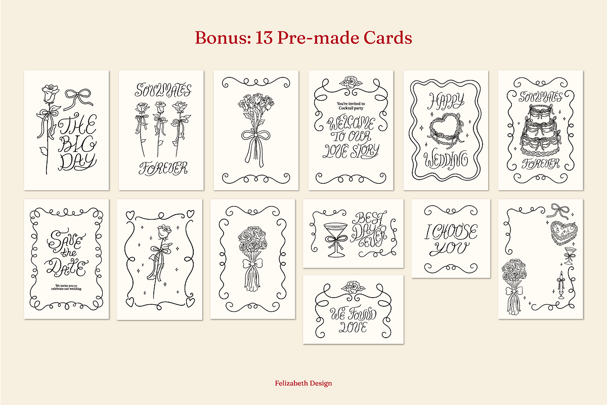 Coquette Wedding Cliparts & Frames, an Object Illustration by Felizabeth Design (Photo 13 of 14)