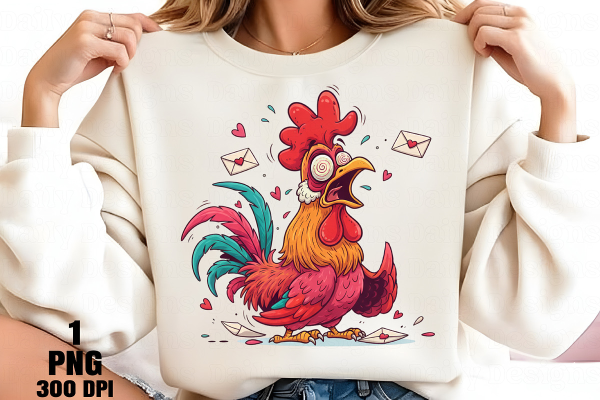 Crazy Valentine Rooster PNG, an Illustration by Daily.Designs (Photo 4 of 5)