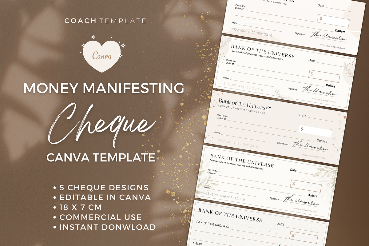 Manifesting Money Check Template, a Card Template by COACHTEMPLATE (Photo 1 of 10)