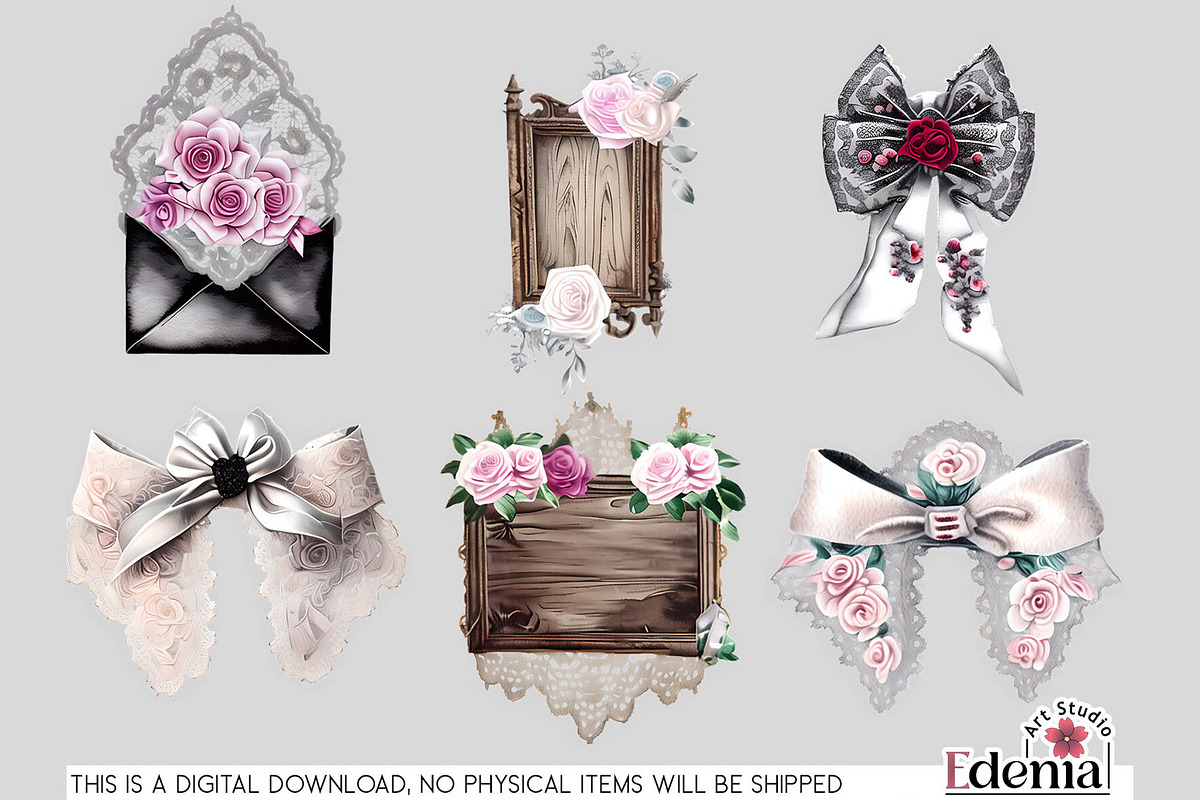 Victorian Gothic Wedding #1 Cliparts, a Seasonal Illustration by EdeniaArtStudio (Photo 2 of 10)