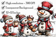 Whimsical Snowman and Friends Clipar, an Illustration by Libby Wishes (Thumbnail 2 of 6)