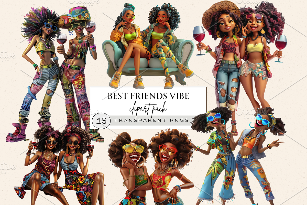 BEST FRIENDS CLIPART PACK, a Person Illustration by Daring Digies (Photo 1 of 7)