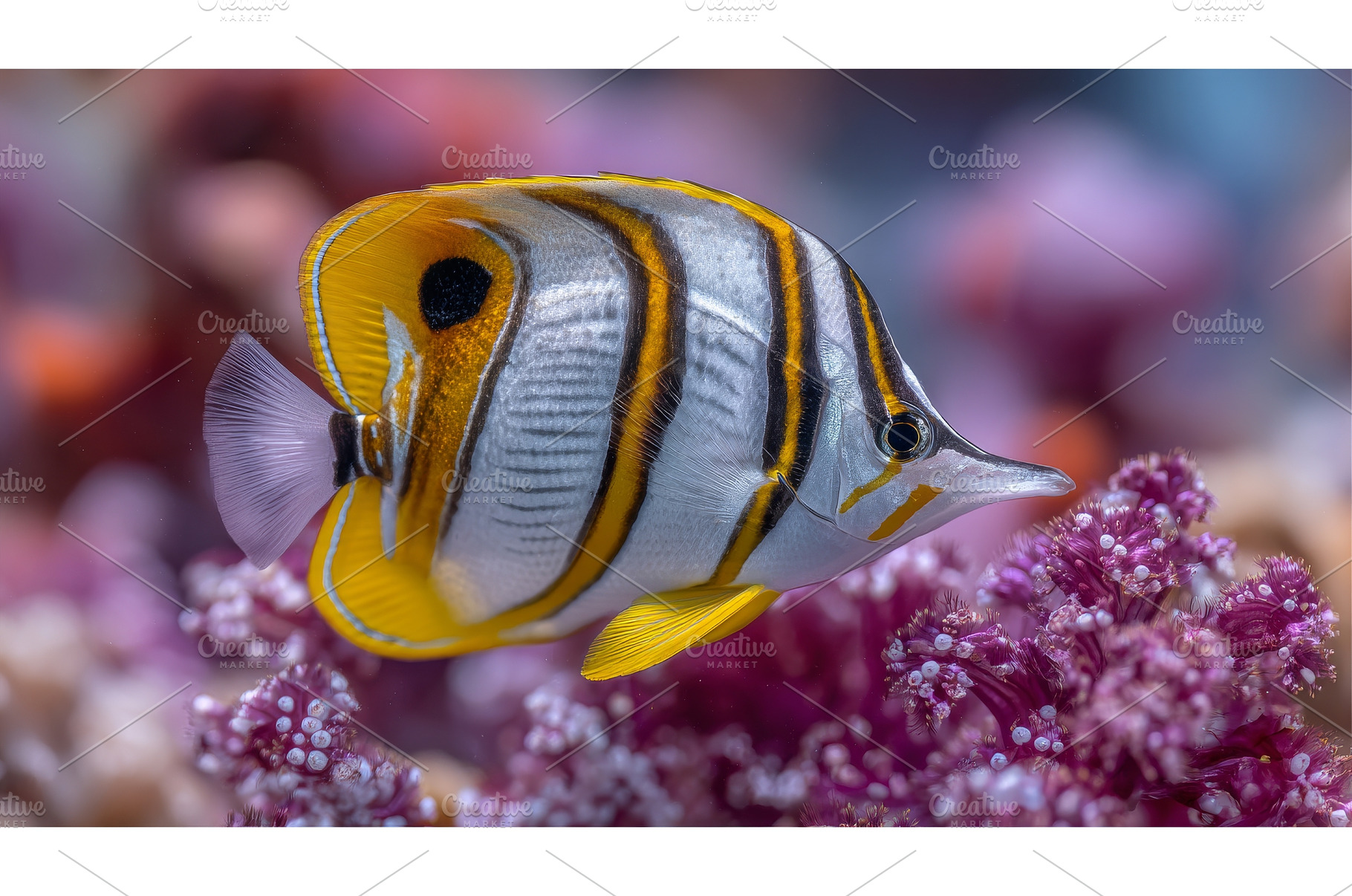 Vibrant Chevron Butterflyfish swim, an Animal Photo by ZinetroN