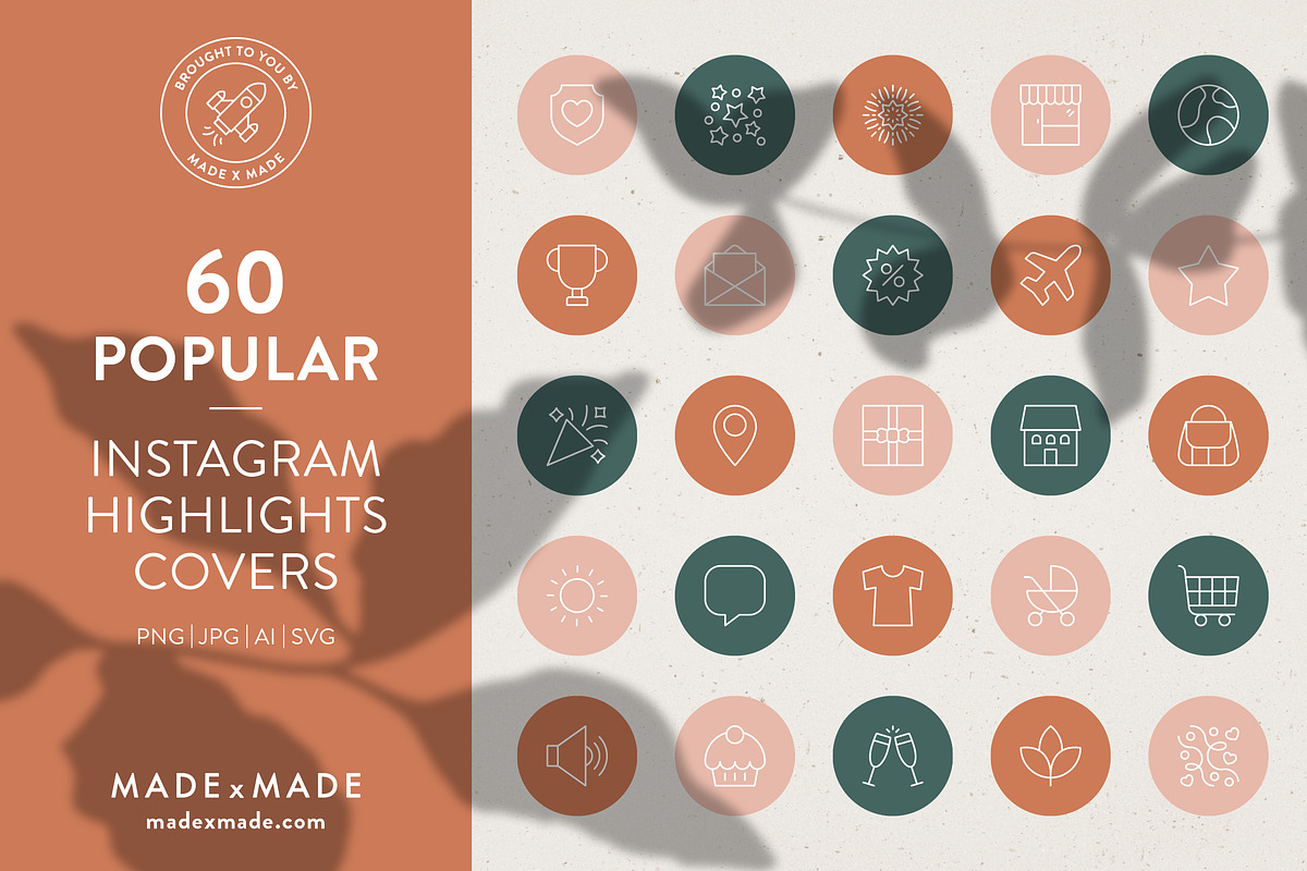 Popular Instagram Highlight Covers, a Social Media Template by Made by Made (Photo 1 of 7)