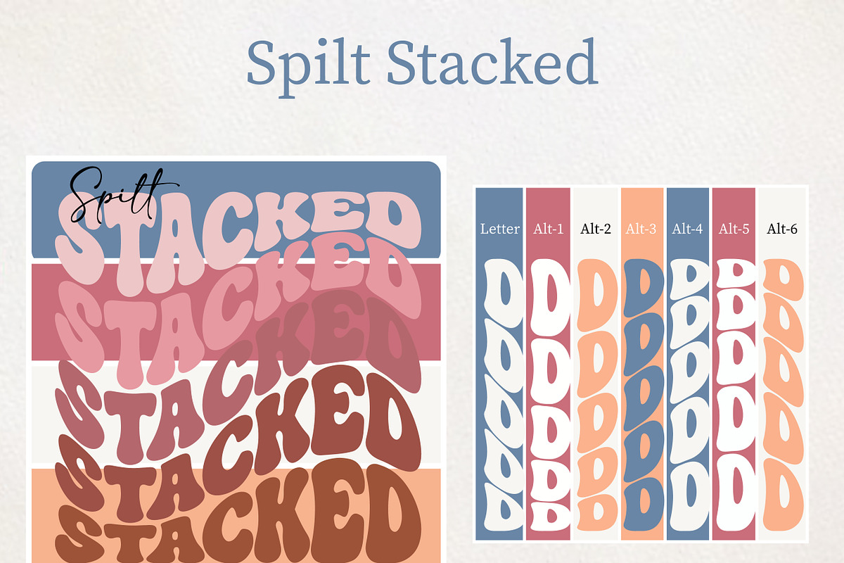 Spilt Stacked - Wave Bundle, a Serif Font by MaxArt Foundry (Photo 2 of 13)
