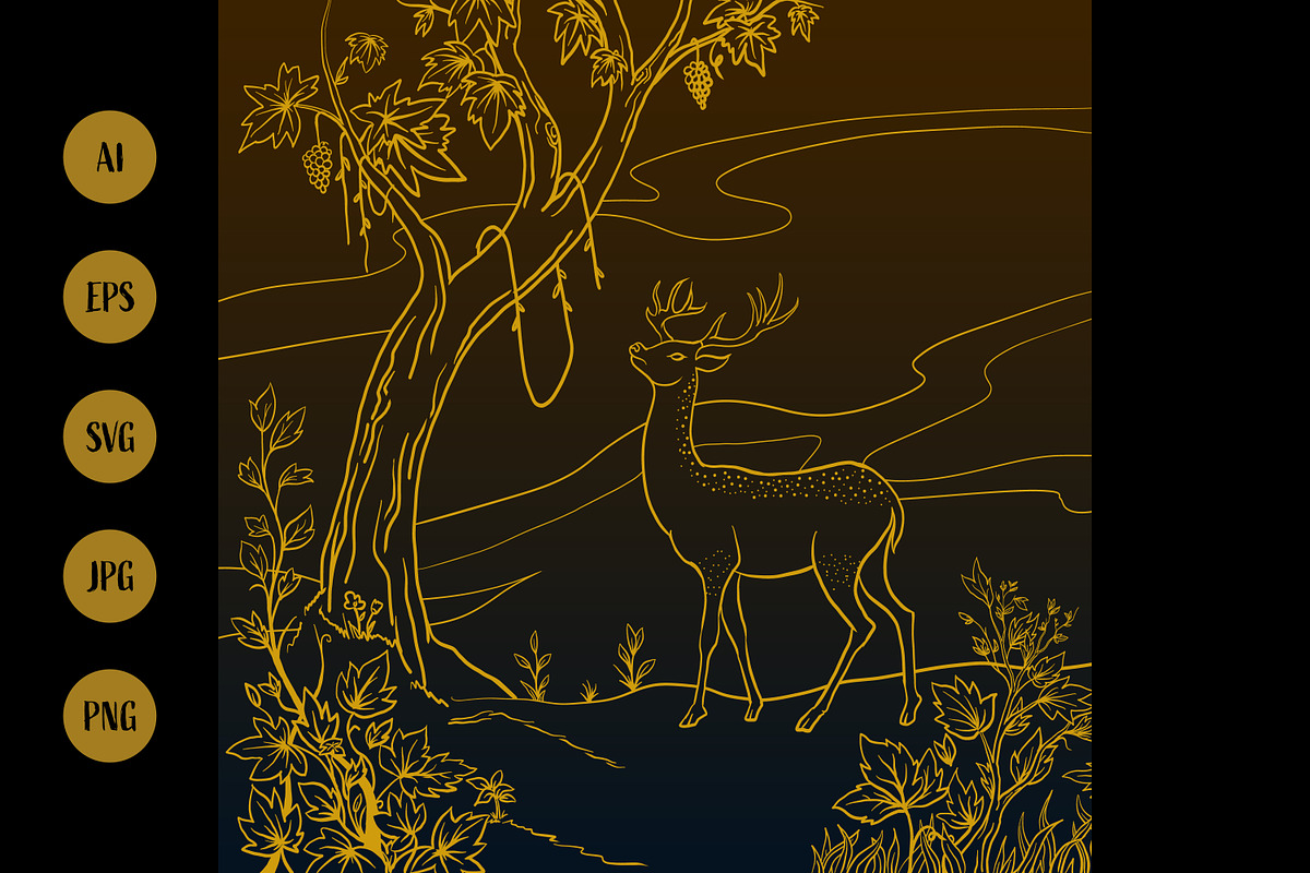A Stately Deer Stands Calmly, an Animal Illustration by Saba Vector