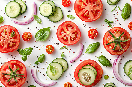 Fresh Salad Ingredients Flatlay, Gen, a Photo by LOGOCREATIVE