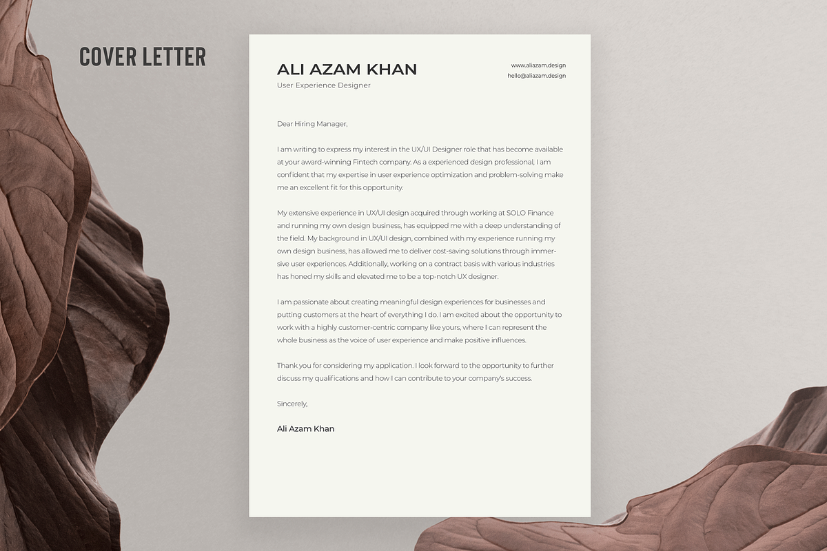 Minimal Resume & Cover Letter, a Resume Template by byalikhan (Photo 4 of 5)